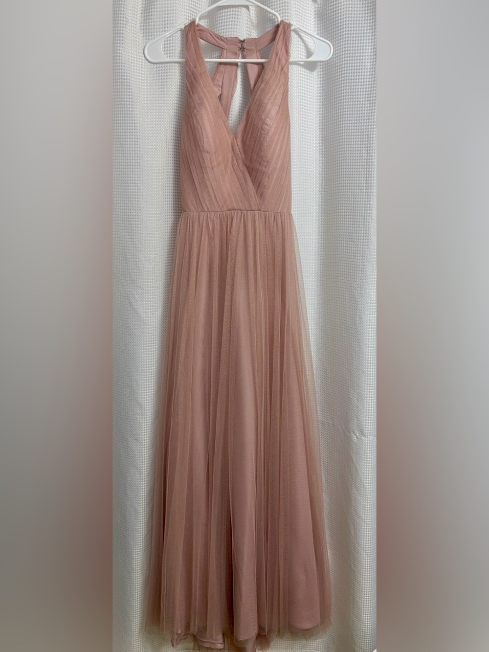 Wtoo Blush Mauve Tulle V-Neck Halter Gown style 00444